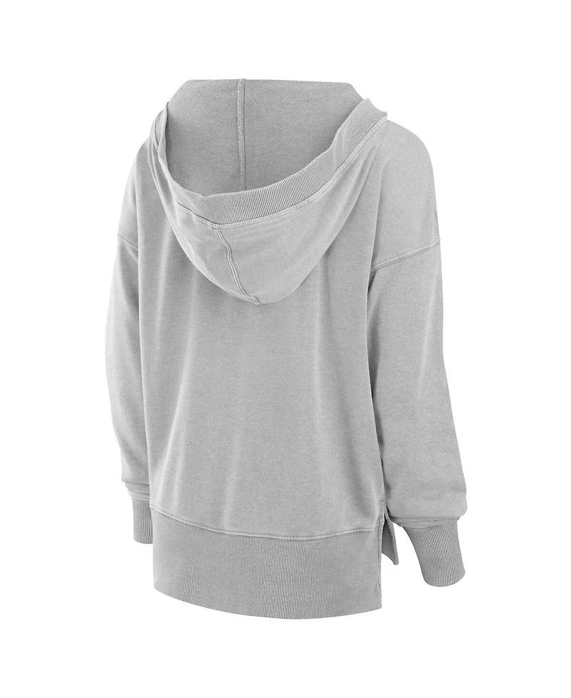 Fanatics Women's Heather Gray Miami Dolphins Initiative Snow Wash French Terry V-Neck Pullover Hoodie