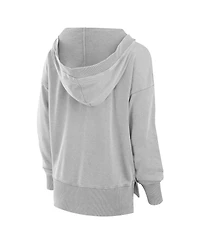 Fanatics Women's Heather Gray Miami Dolphins Initiative Snow Wash French Terry V-Neck Pullover Hoodie
