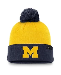 Jordan Men's Maize/Navy Michigan Wolverines Peak Cuffed with Pom Knit Hat