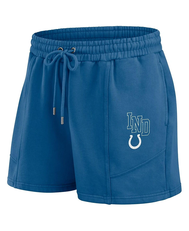 Wear by Erin Andrews Women's 2-Pieces Royal Indianapolis Colts Washed Fleece Long Sleeve T-Shirt and Shorts Lounge Set