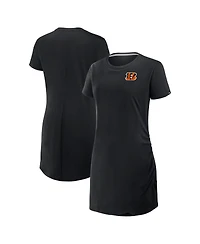 Fanatics Women's Black Cincinnati Bengals Ruched Drape T-Shirt Dress
