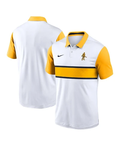 Nike Men's White/Gold West Virginia Mountaineers Athletic Prep Alt Logo Vapor Performance Polo Shirt
