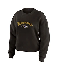 Wear by Erin Andrews Women's 2-Piece Cream Baltimore Ravens Knitted Tri-Blend Long Sleeve T-Shirt and Pants Lounge Set