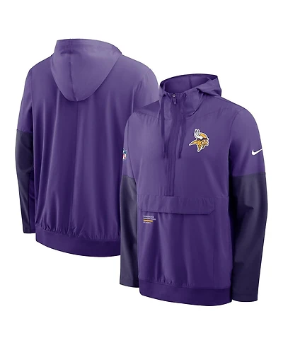 Nike Men's Purple Minnesota Vikings Sideline Anorak Half-Zip Hoodie Sweatshirt