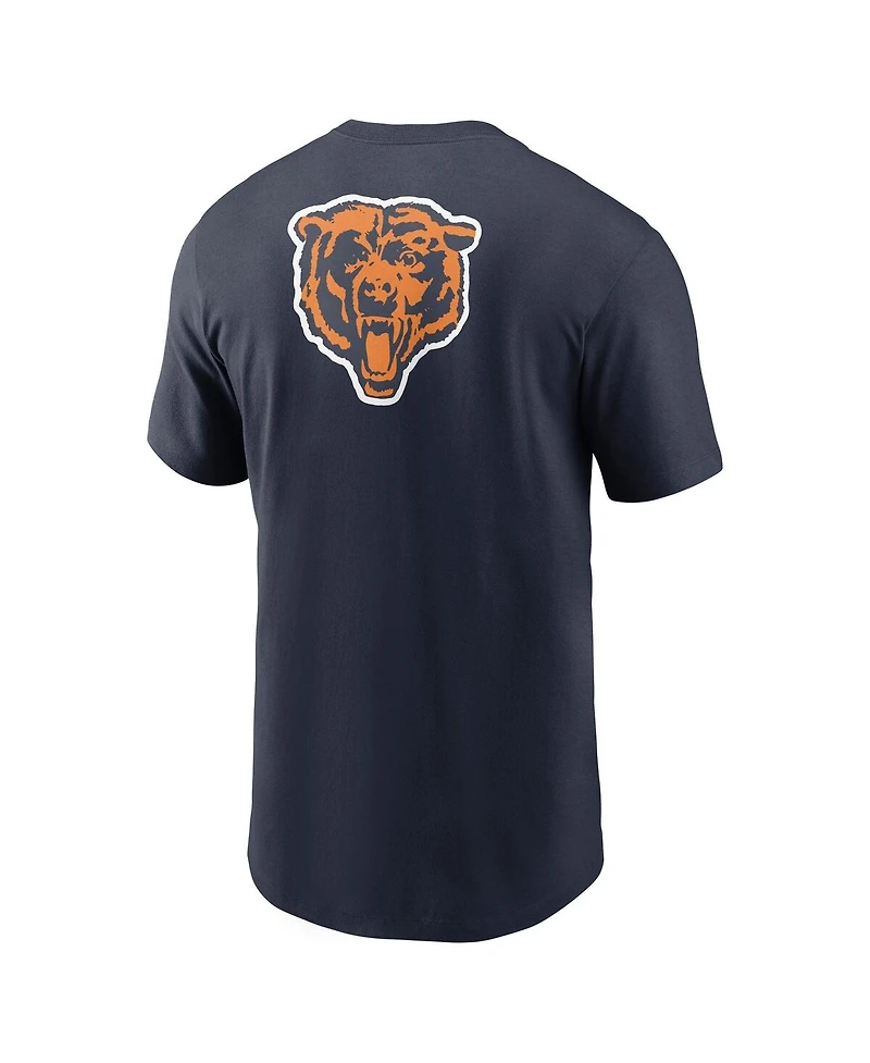Nike Men's Navy Chicago Bears Rewind Front and Back Hit Essential T-Shirt
