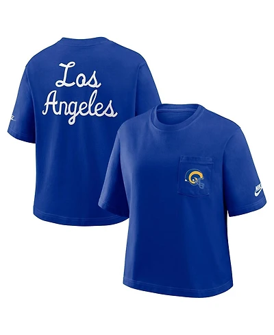 Nike Women's Royal Los Angeles Rams Rewind Pocket Boxy T-Shirt