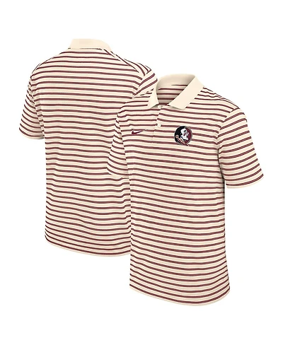 Nike Men's Cream Florida State Seminoles Solid Foundation Striped Performance Polo Shirt