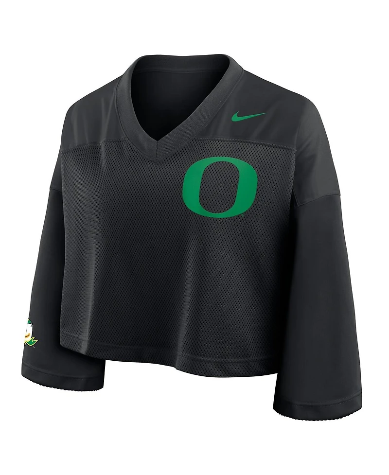 Nike Women's Black Oregon Ducks Cropped Mesh Fashion Jersey