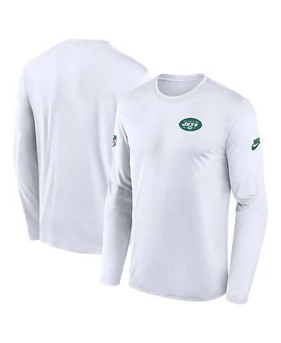 Nike Men's White New York Jets Legend Small Logo Performance Long Sleeve T-Shirt