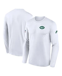 Nike Men's White New York Jets Legend Small Logo Performance Long Sleeve T-Shirt