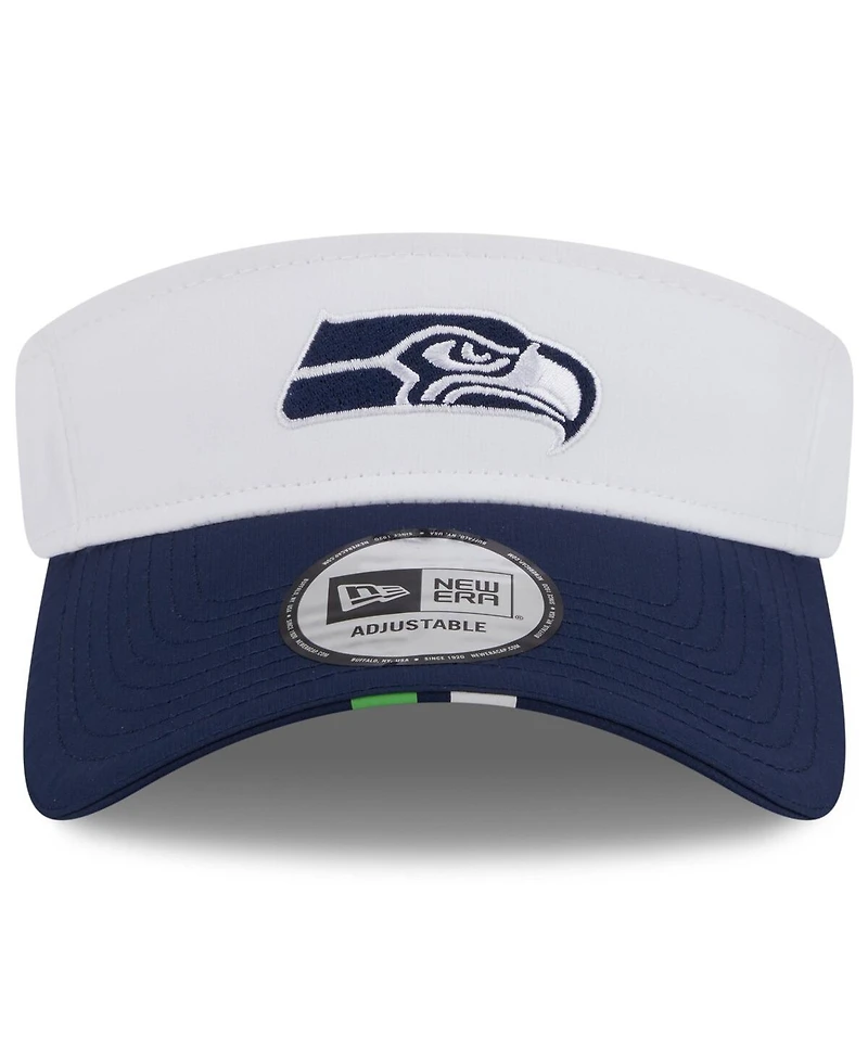 New Era Men's White/College Navy Seattle Seahawks 2025 Nfl Training Camp Adjustable Visor Hat