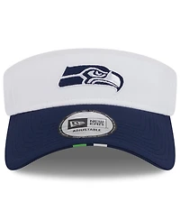 New Era Men's White/College Navy Seattle Seahawks 2025 Nfl Training Camp Adjustable Visor Hat