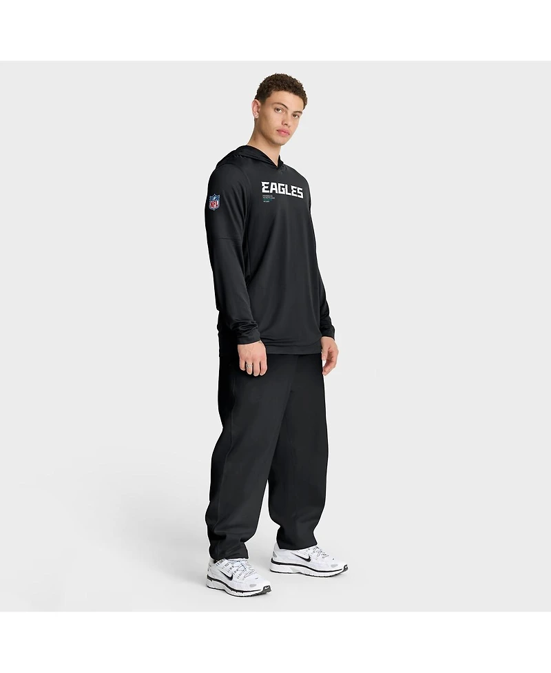 Nike Men's Black Philadelphia Eagles Sideline Pure Fury Performance Long Sleeve Hoodie T-Shirt