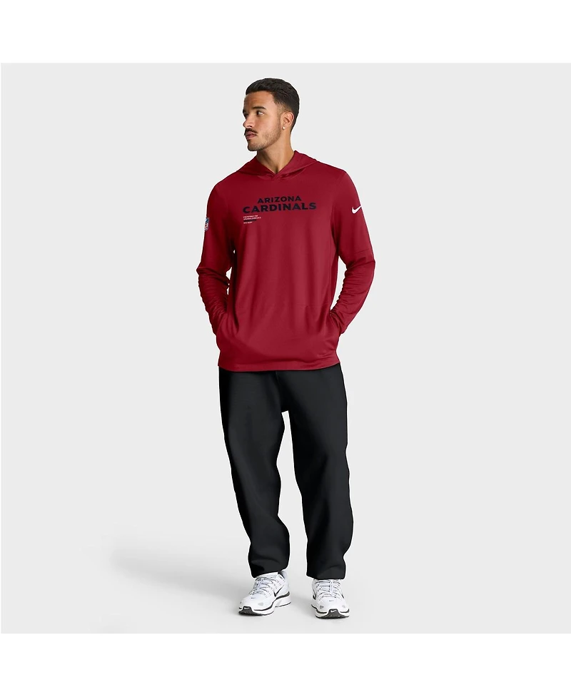 Nike Men's Cardinal Arizona Cardinals Sideline Pure Fury Performance Long Sleeve Hoodie T-Shirt