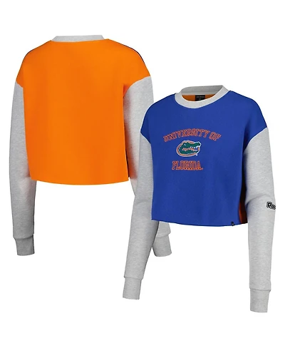 Hype and Vice Women's Royal Florida Gators Color Block Rookie Crew Pullover Sweatshirt