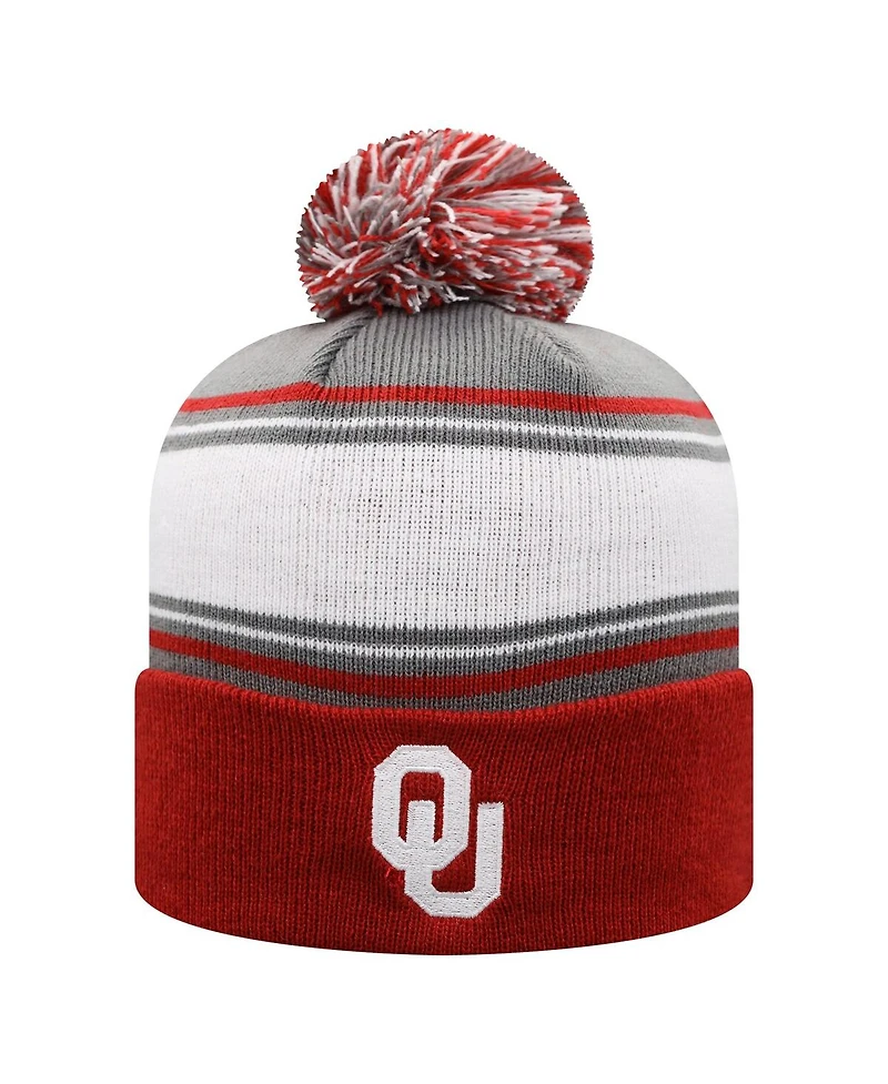 Top of the World Men's Crimson Oklahoma Sooners Ambient Cuffed with Pom Knit Hat