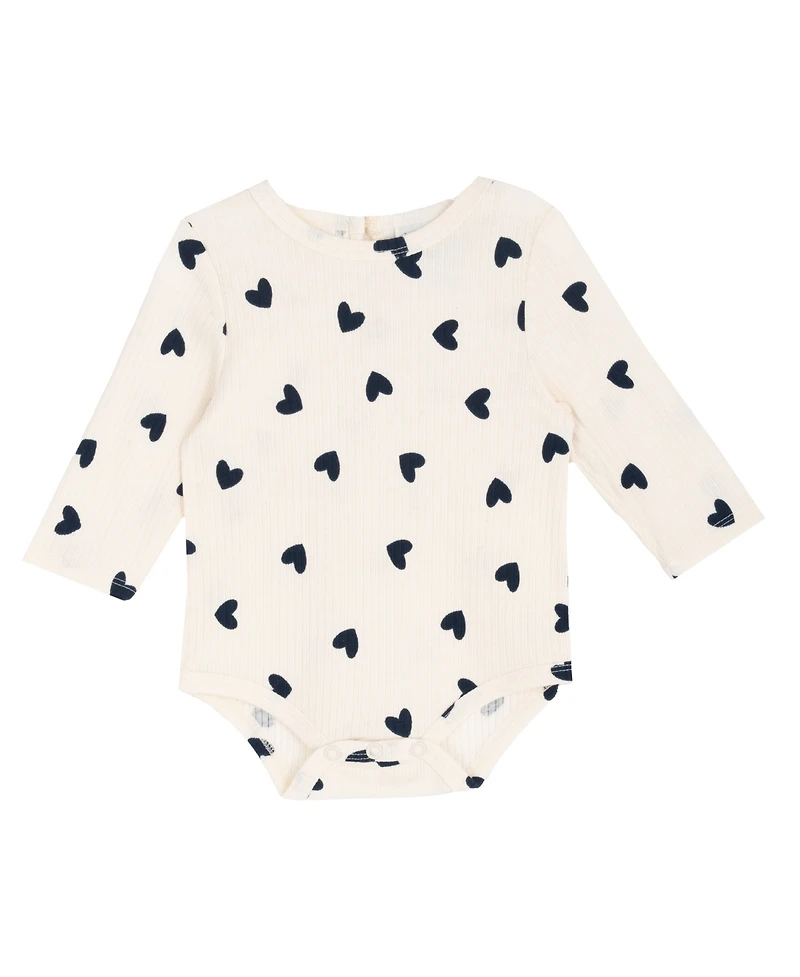 Rare Editions Baby Girls 2-Piece Heart Pocket Jumper Bodysuit Set