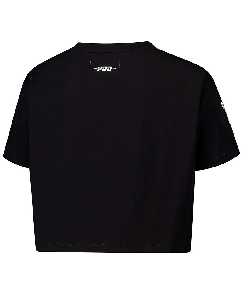 Pro Standard Women's Black Chicago Bulls Jewels Boxy Cropped T-Shirt