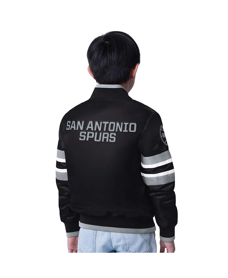 Starter Big Boys and Girls Black San Antonio Spurs Scout Varsity Full-Snap Jacket
