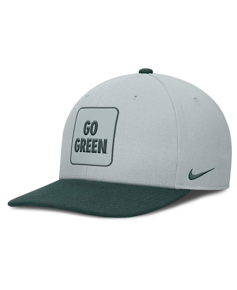 Nike Men's Gray/Green Michigan State Spartans 2025 Sideline Campus Pro Local Snapback Hat