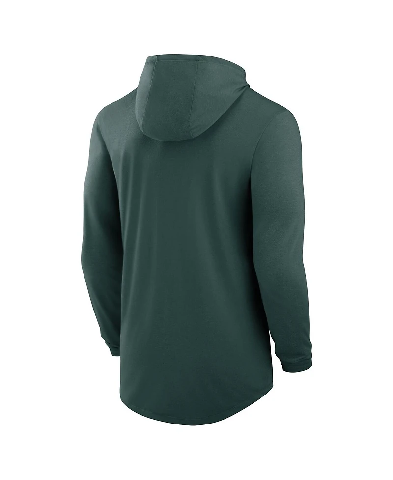 Nike Men's Green Michigan State Spartans Classic Arch Tri-Blend Performance Long Sleeve Hoodie T-Shirt