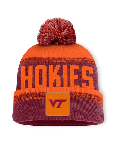 Fanatics Men's Maroon/Orange Virginia Tech Hokies Thrive Cuffed Knit with Pom Hat