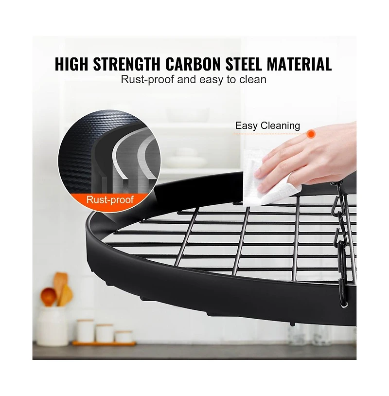 Slickblue Pot and Pan Wall Rack with 12 Hooks, Heavy-Duty Mount for Kitchen Organization