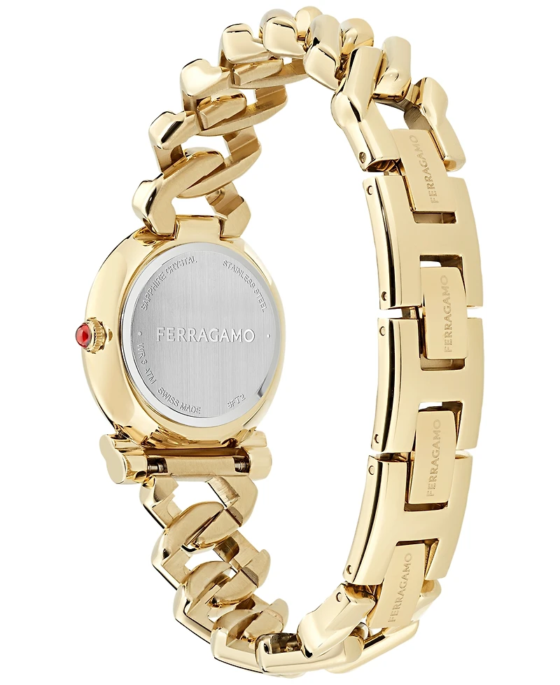Ferragamo Women's Swiss Gancini Twisted Chain Gold Ion Plated Bracelet Watch 28mm