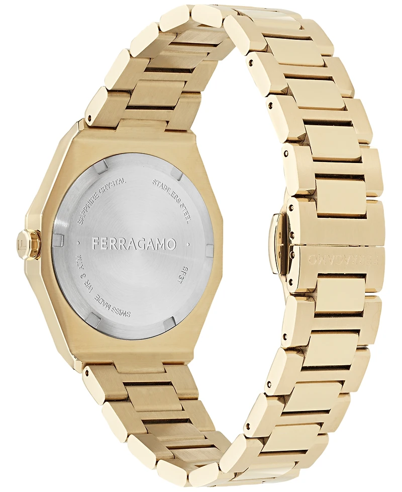 Ferragamo Women's Swiss Edge Gold Ion Plated Bracelet Watch 34mm