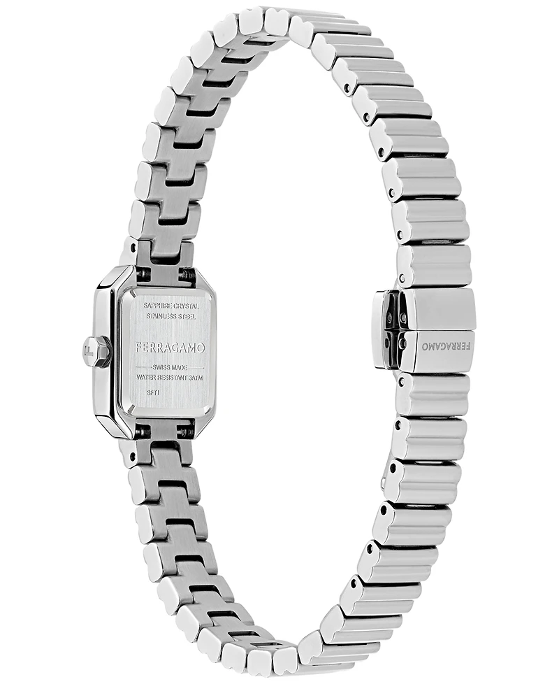 Ferragamo Women's Swiss Crystal Petite Stainless Steel Bracelet Watch 15x20mm