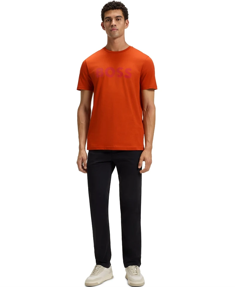 Boss by Hugo Men's Cotton-Jersey Rubber-Print Logo T-Shirt