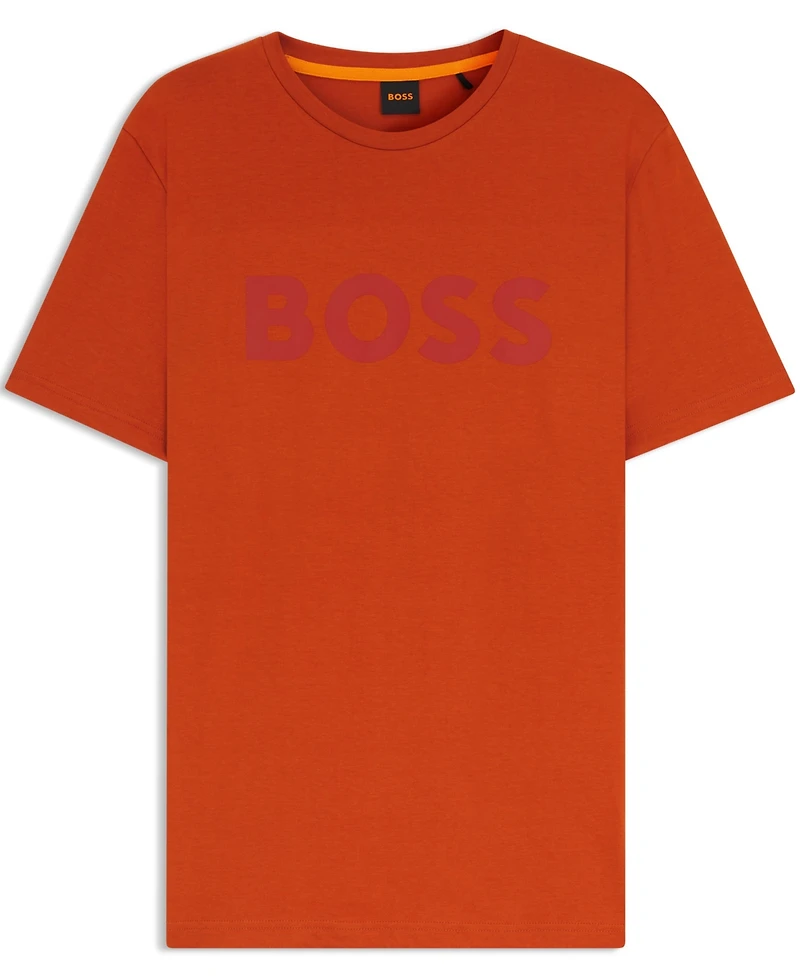 Boss by Hugo Men's Cotton-Jersey Rubber-Print Logo T-Shirt