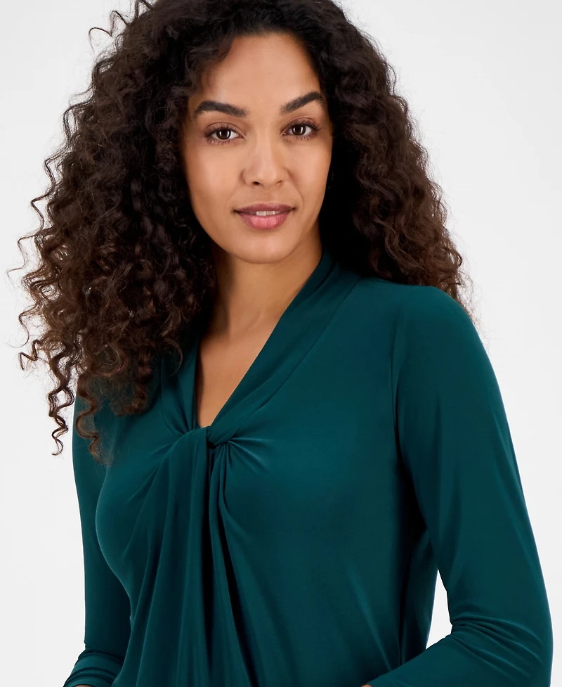 Kasper Women's Knot-Front 3/4-Sleeve Blouse, Regular & Petite