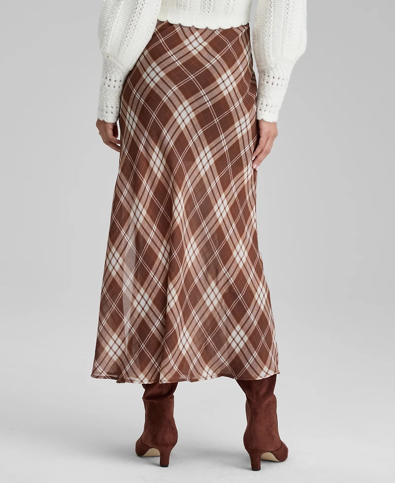 And Now This Women's Plaid Bias-Cut Slip Skirt, Macy's Exclusive