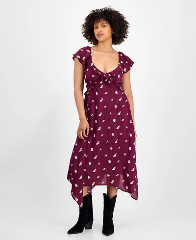 And Now This Women's Embroidered Handkerchief-Hem Midi Dress, Macy's Exclusive