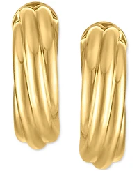 Twisted J-Hoop Extra Small Huggie Hoop Earrings in 10k Gold, 0.25"