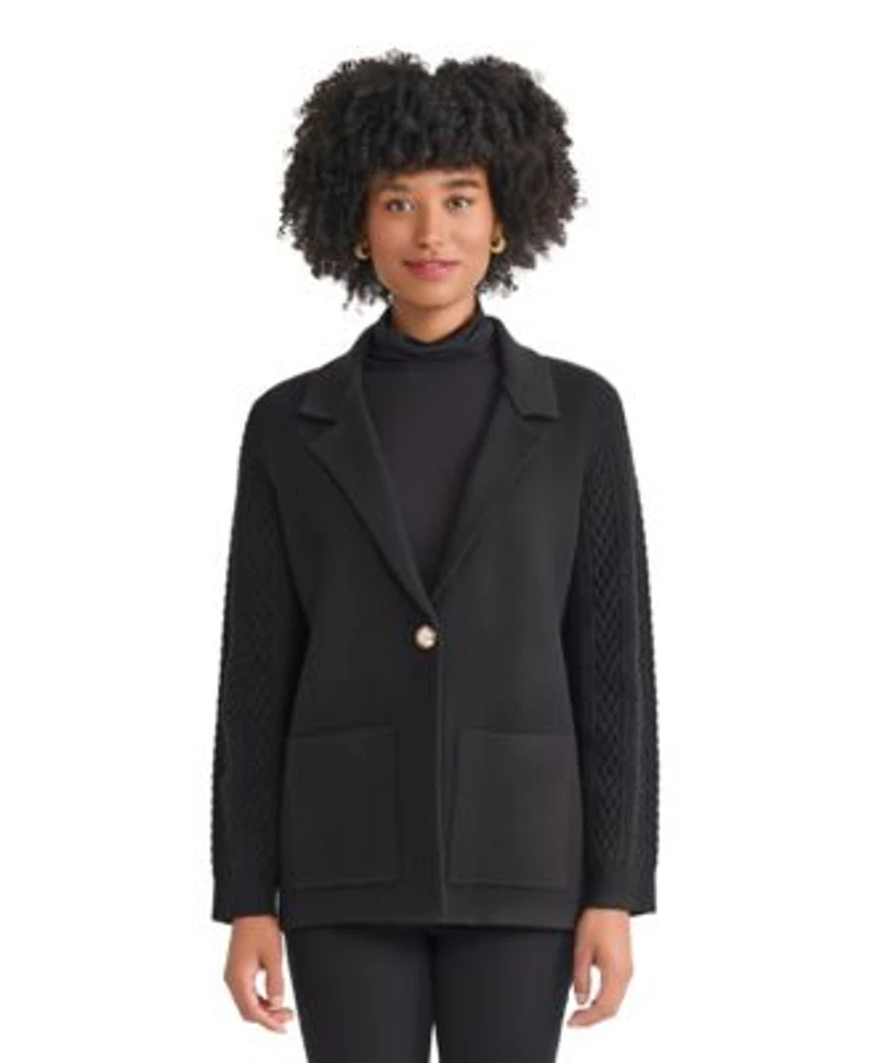 Jones New York Womens Knit Long Sleeve One Button Blazer Pxs Xl