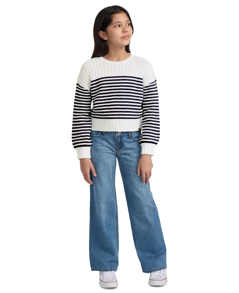 abercrombie kids Girls Striped Crewneck Sweater