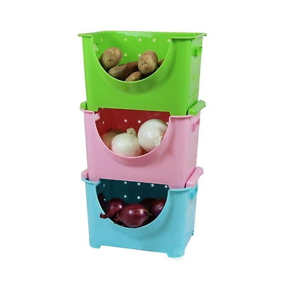 Basicwise Stackable Plastic Storage Container