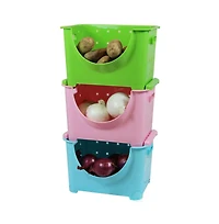 Basicwise Stackable Plastic Storage Container