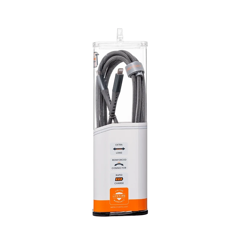 Ventev Alloy Usb C to Apple Lightning High Speed Ultradurable 10 Foot Cable-Gray