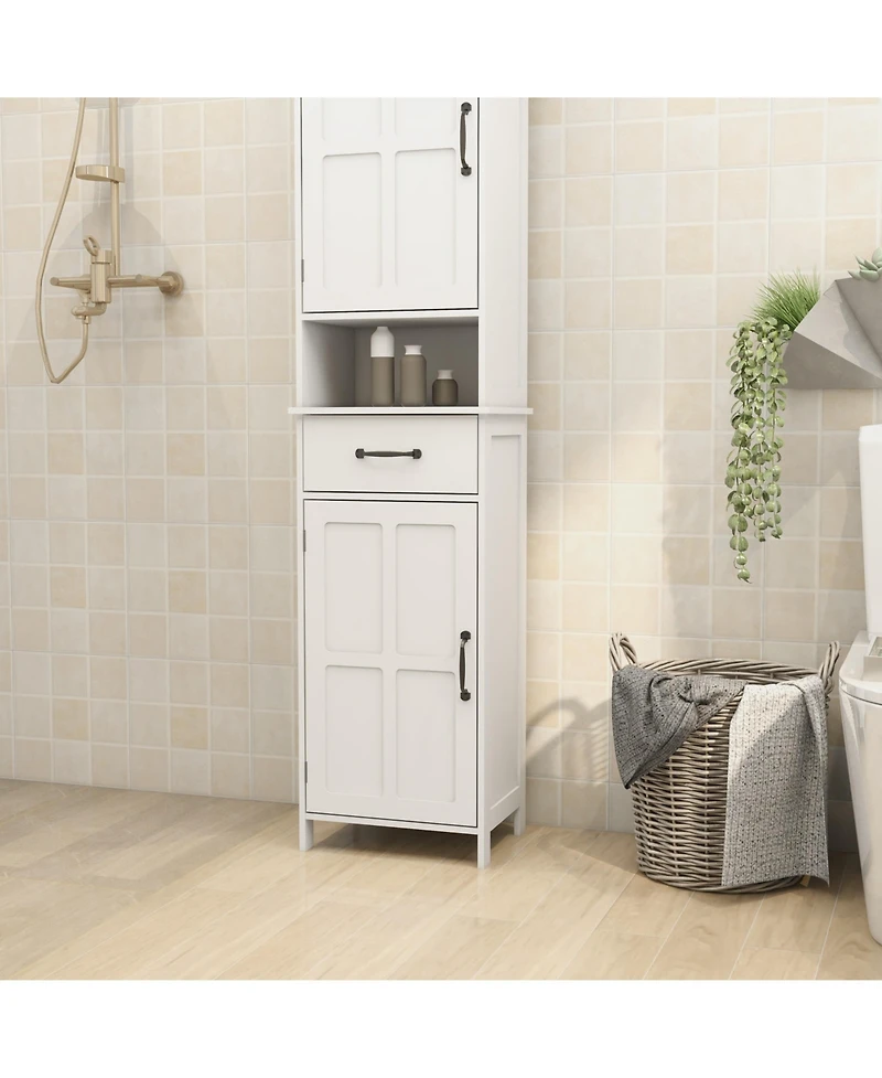 Casainc Slim Double Door Cabinet for Narrow Spaces, Floor-Standing Storage for Kitchen or Bathroom