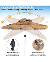 Gymax 10 ft Thatched Tiki Patio Umbrella Beach 2 Tier Hawaiian Pool Sun Shade