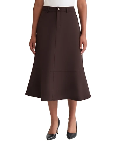 Jones New York Women's Fly Front Flared Midi Skirt