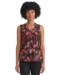 Jones New York Women's Sleeveless V-Neck Pleat Front Top