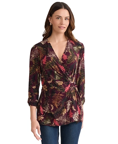 Jones New York Women's Long Sleeve D-Ring Closure Wrap Top