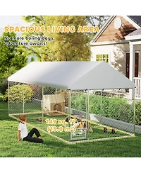 PawHut Dog Run with Adjustable & Rotatable Bowls, 19.7' x 7.5' x 7.5'