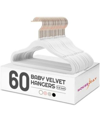 11.8 Inch Velvet Baby Hangers White 60 Pack