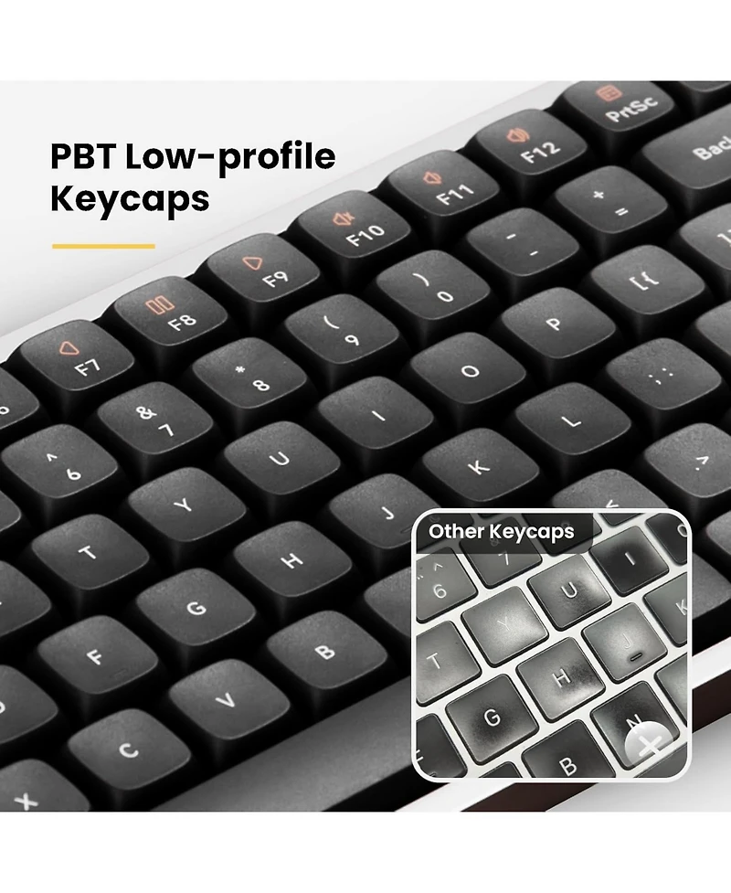 Lofree Flow Low-Profile Mechanical Keyboard, 100 Keys Rechargeable Wireless, Bluetooth & Wired, White Ghost Linear Switches for Windows, Mac