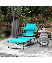 Outsunny Folding Lounge Chair w/ Reclining Back, ning Chair, Light